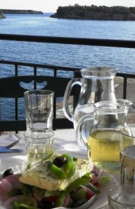Juicy Kalamata olives in a Greek salad